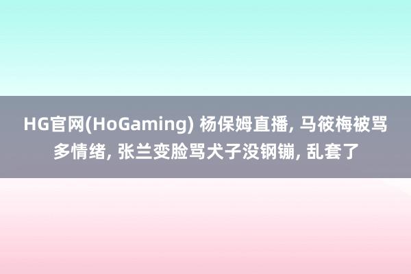 HG官网(HoGaming) 杨保姆直播, 马筱梅被骂多情绪, 张兰变脸骂犬子没钢镚, 乱套了