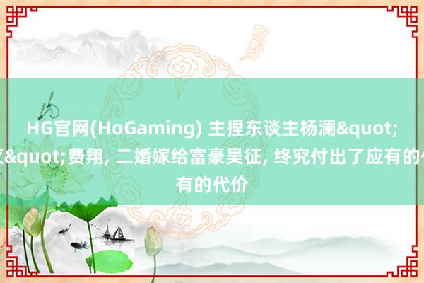 HG官网(HoGaming) 主捏东谈主杨澜"毁灭"费翔， 二婚嫁给富豪吴征， 终究付出了应有的代价