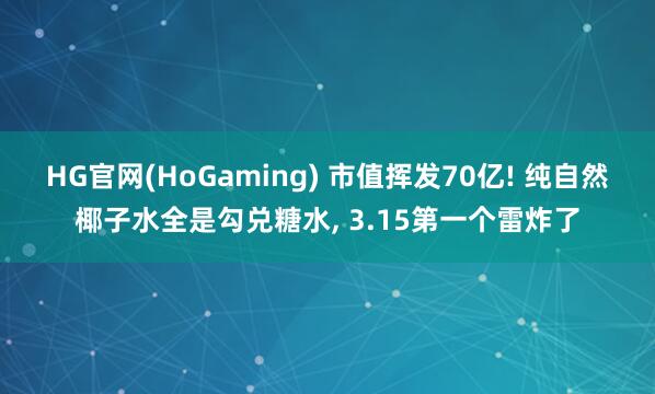 HG官网(HoGaming) 市值挥发70亿! 纯自然椰子水全是勾兑糖水， 3.15第一个雷炸了