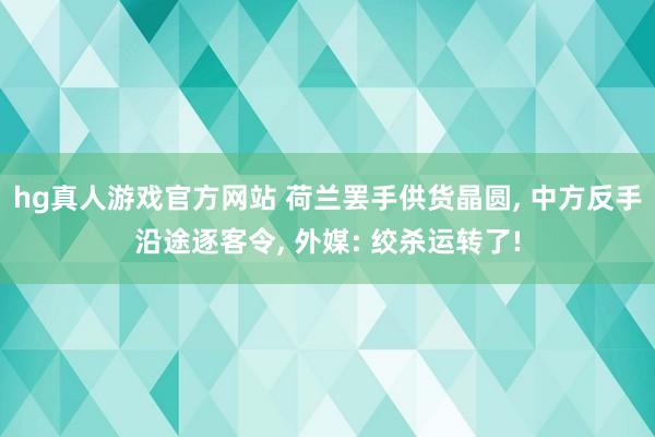 hg真人游戏官方网站 荷兰罢手供货晶圆， 中方反手沿途逐客令， 外媒: 绞杀运转了!