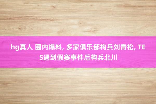 hg真人 圈内爆料， 多家俱乐部构兵刘青松， TES遇到假赛事件后构兵北川