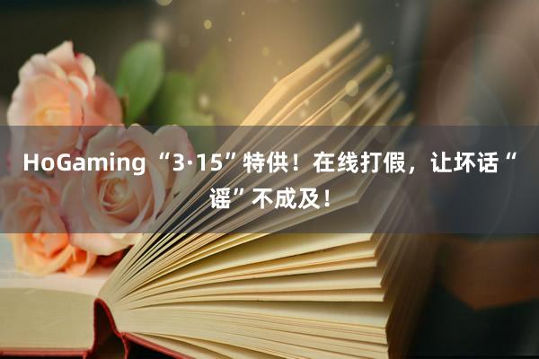 HoGaming “3·15”特供！在线打假，让坏话“谣”不成及！