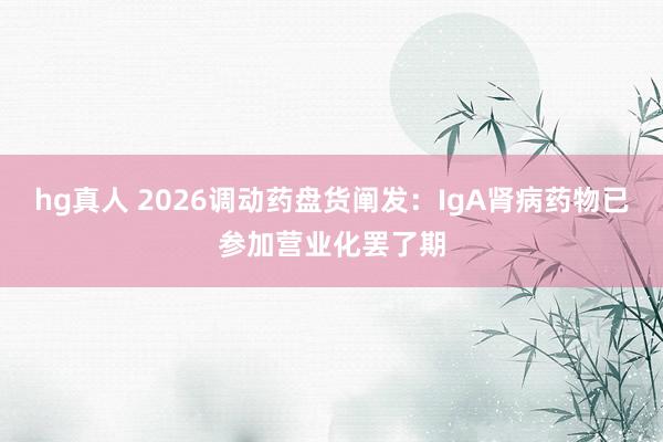 hg真人 2026调动药盘货阐发：IgA肾病药物已参加营业化罢了期