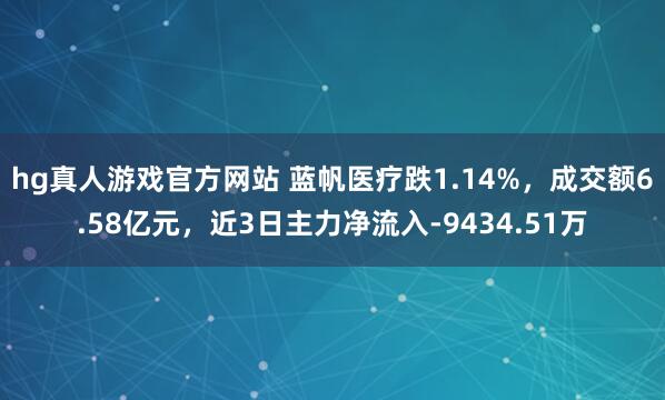 hg真人游戏官方网站 蓝帆医疗跌1.14%，成交额6.58亿元，近3日主力净流入-9434.51万