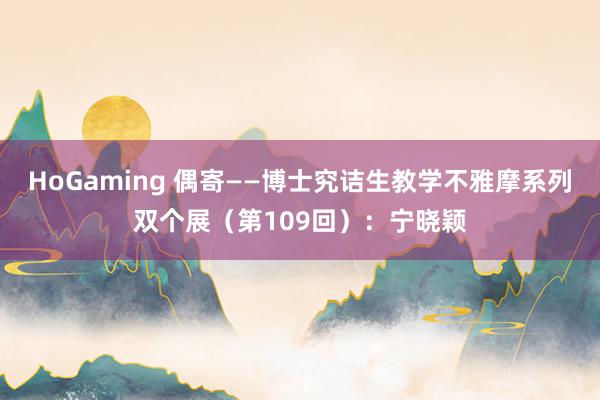 HoGaming 偶寄——博士究诘生教学不雅摩系列双个展（第109回）：宁晓颖