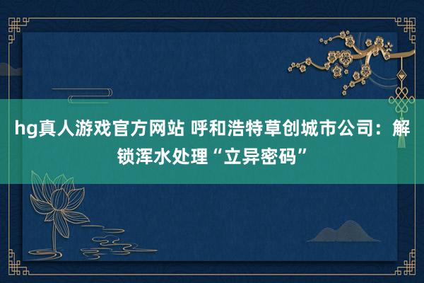 hg真人游戏官方网站 呼和浩特草创城市公司：解锁浑水处理“立异密码”
