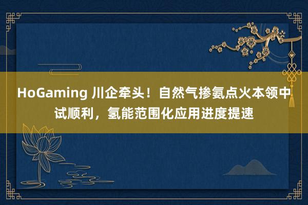 HoGaming 川企牵头！自然气掺氨点火本领中试顺利，氢能范围化应用进度提速