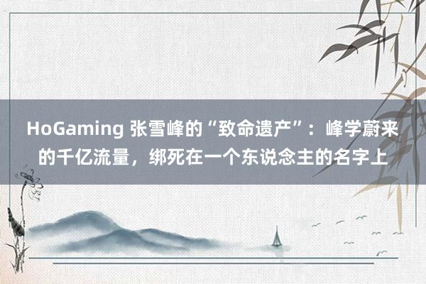 HoGaming 张雪峰的“致命遗产”：峰学蔚来的千亿流量，绑死在一个东说念主的名字上
