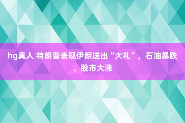 hg真人 特朗普表现伊朗送出“大礼”，石油暴跌、股市大涨