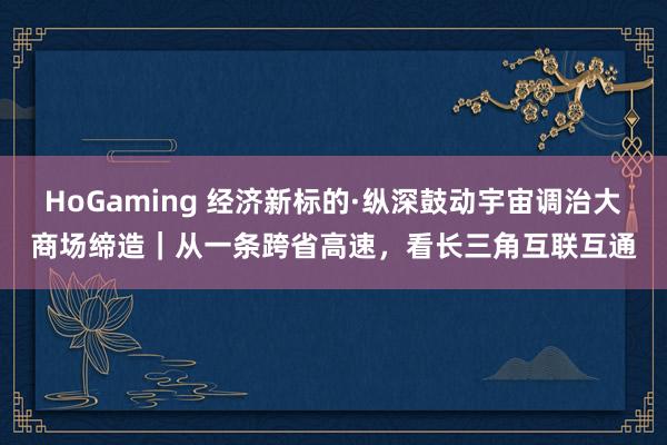 HoGaming 经济新标的·纵深鼓动宇宙调治大商场缔造｜从一条跨省高速，看长三角互联互通
