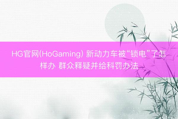 HG官网(HoGaming) 新动力车被“锁电”了怎样办 群众释疑并给科罚办法