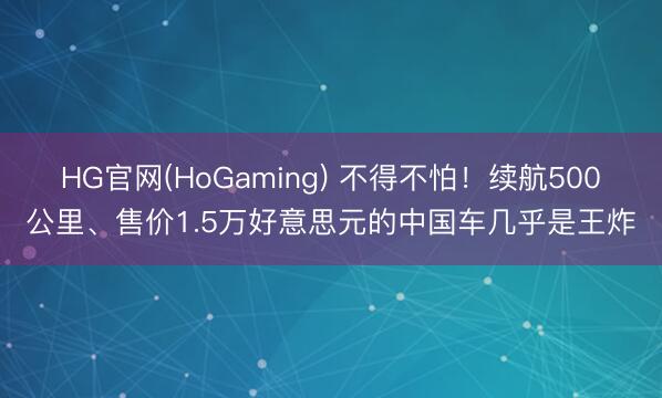 HG官网(HoGaming) 不得不怕！续航500公里、售价1.5万好意思元的中国车几乎是王炸
