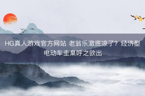 HG真人游戏官方网站 老翁乐澈底凉了?经济型电动车圭臬呼之欲出