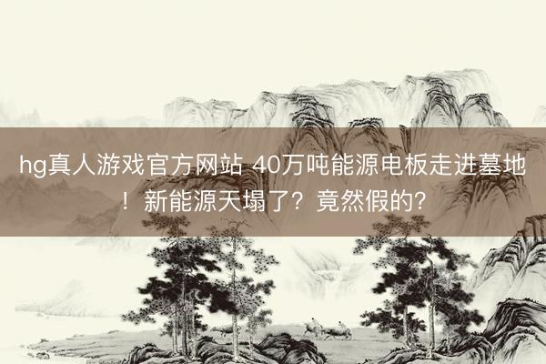 hg真人游戏官方网站 40万吨能源电板走进墓地!新能源天塌了?竟然假的?