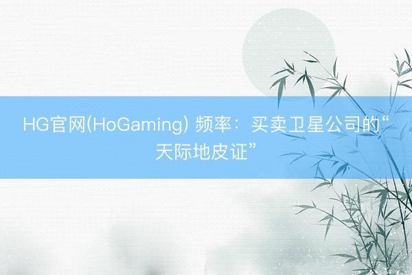 HG官网(HoGaming) 频率：买卖卫星公司的“天际地皮证”