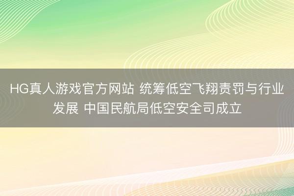 HG真人游戏官方网站 统筹低空飞翔责罚与行业发展 中国民航局低空安全司成立