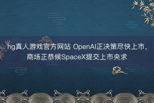 hg真人游戏官方网站 OpenAI正决策尽快上市,商场正恭候SpaceX提交上市央求