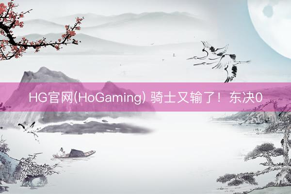 HG官网(HoGaming) 骑士又输了!东决0