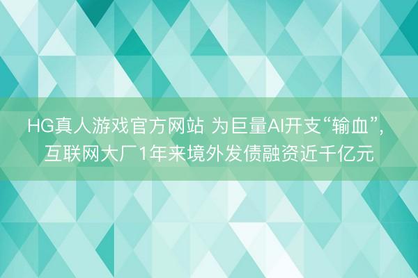 HG真人游戏官方网站 为巨量AI开支“输血”, 互联网大厂1年来境外发债融资近千亿元